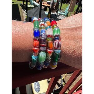 Venetian Chevron Glass Bead Wrap Bracelet Colorful Multicolored